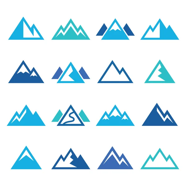 Mountain vector blue icons set
