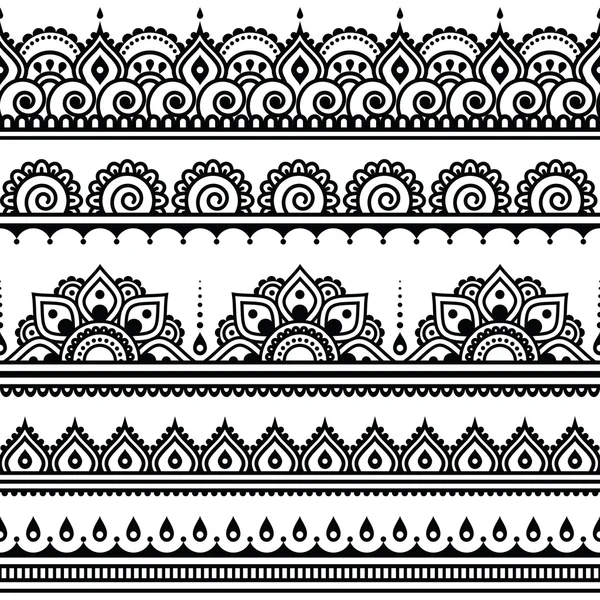 Mehndi, Indian Henna tattoo seamless pattern, design elements