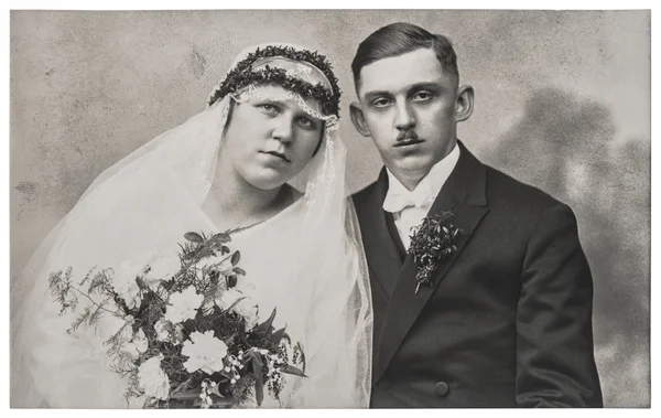 Vintage wedding photo. Just married couple