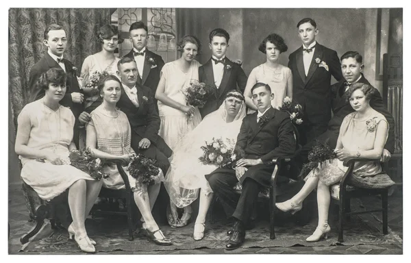 Old family wedding portrait vintage clothing