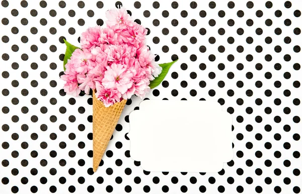 Flowers in ice cream waffle cone