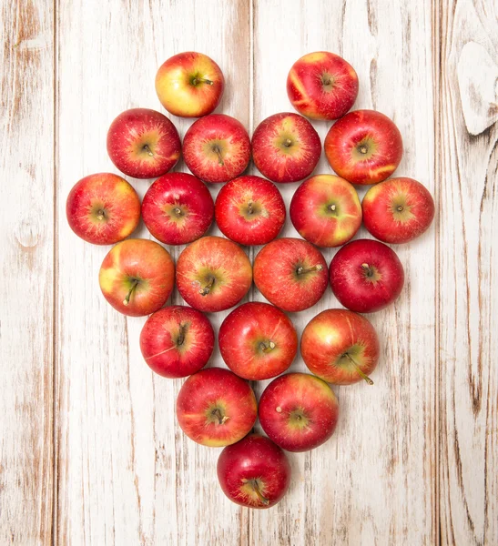 Red apples heart shape