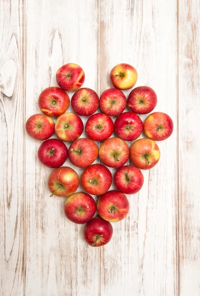 Red apples heart shape