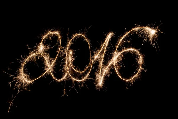 Happy New Year 2016 inscription sparklers
