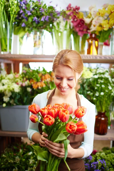 Female florist with flowers