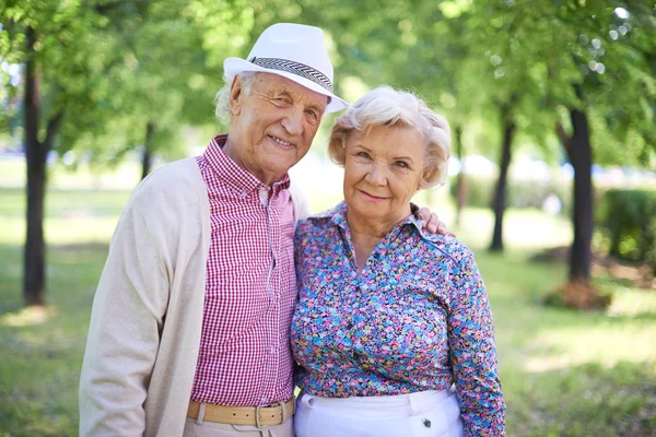 Senior man and woman in the park