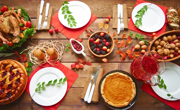 Table served for thanksgiving dinner