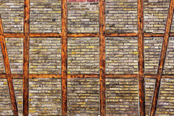 The Brick wall of  half timbered house