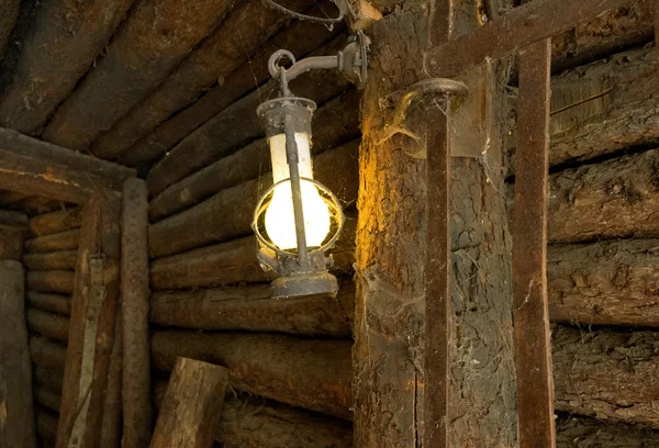 Oil lamp in the old mine