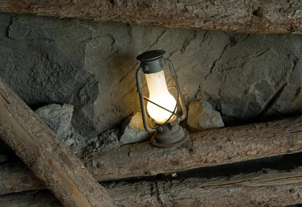 Oil lamp in the old mine