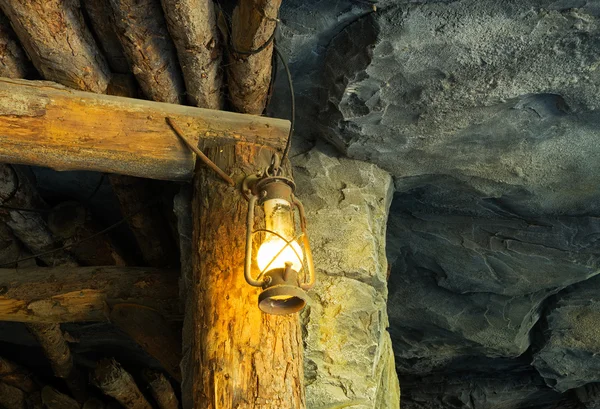 The Oil lamp in an old mine