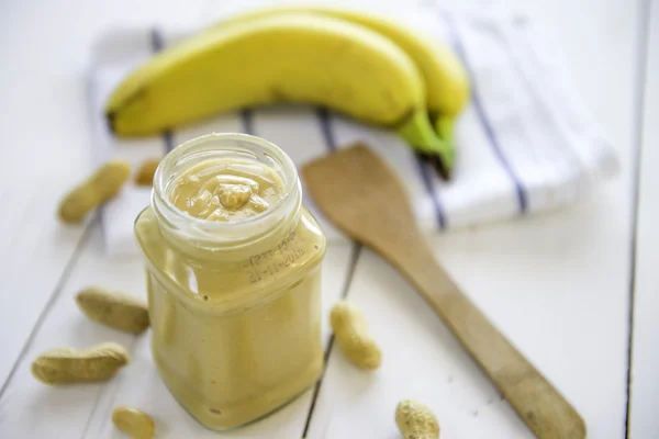 Peanut butter spread with banana