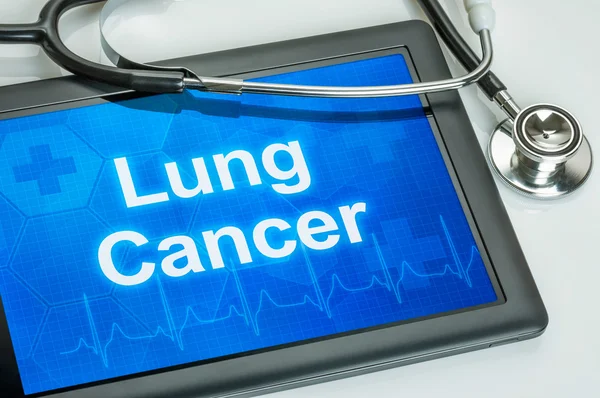 Tablet with the diagnosis Lung cancer on the display