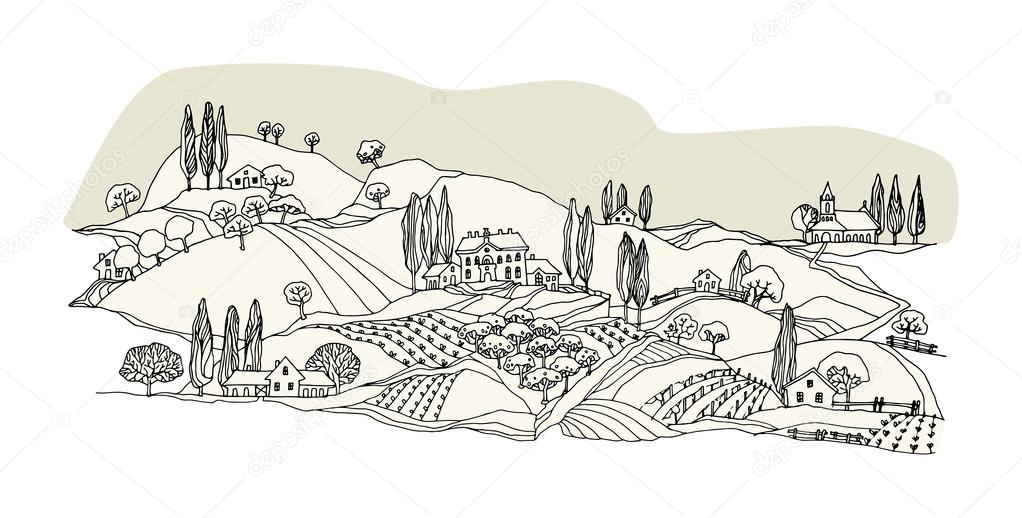 Campo del dibujo animado — Vector de stock #57905973 — Depositphotos