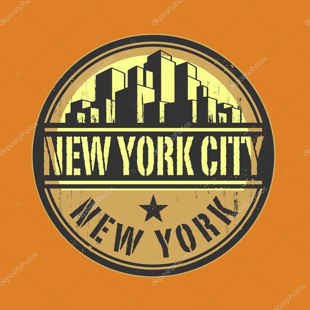 Stamp or label with name of New York City, New York — Stock Vector
