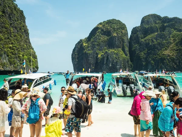 PHI PHI ISLAND,THAILAND-April 21, 2015: Tourists on the wonderfu