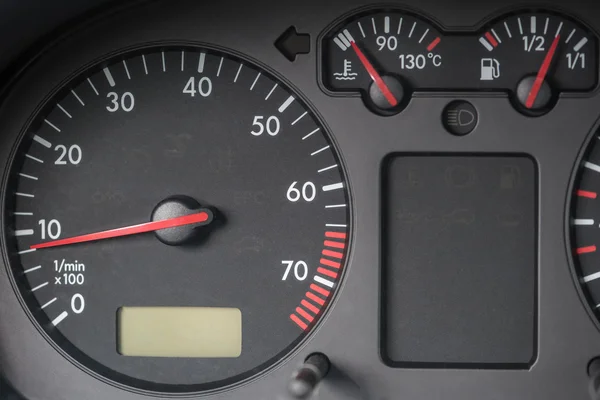 Tachometer, engine water temperature indicator, fuel tank indicator. Volkswagen Golf car.