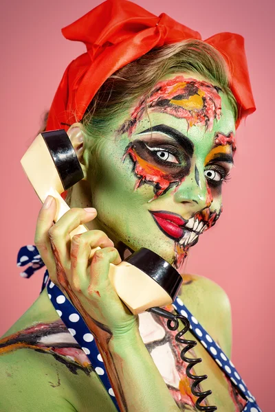 Glamorous zombie . Halloween make-up.