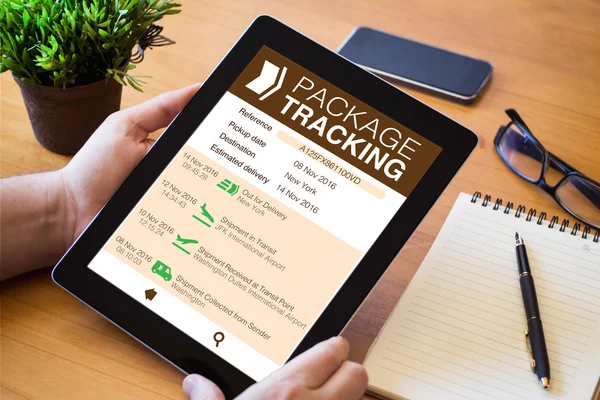 Desktop tablet with package tracking web