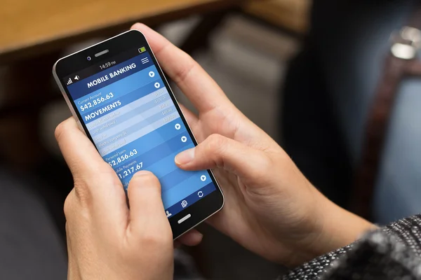 Girl using phone with mobile banking