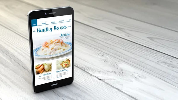 Smartphone showing healthy recipes blog
