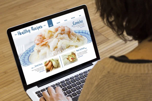 Healthy recipes online website on laptop