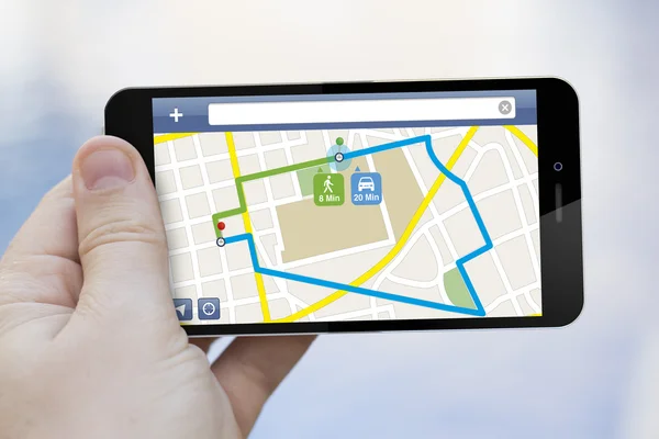 Smartphone with map navigator app
