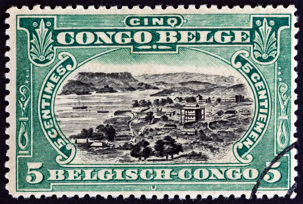 BELGIAN CONGO - CIRCA 1915: A stamp printed in Belgian Congo shows Port of Matadi, circa 1915.