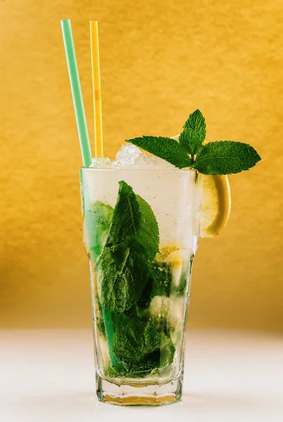 Mojito Cocktail on yellow background