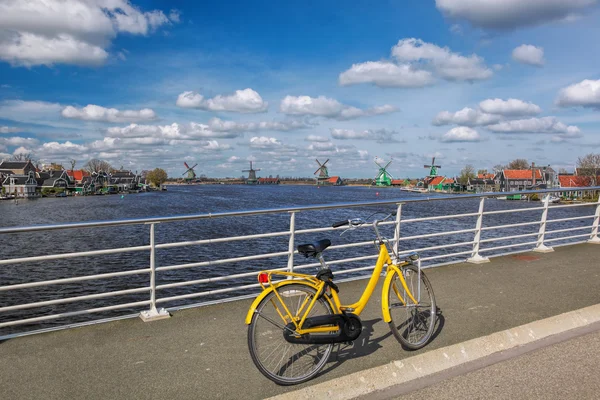Bicycle on the bridge in Amsterdam area, Holland