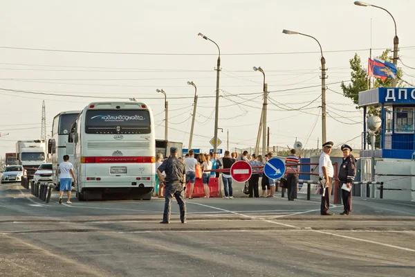 Thorough passport control all intercity buses, the post of polic