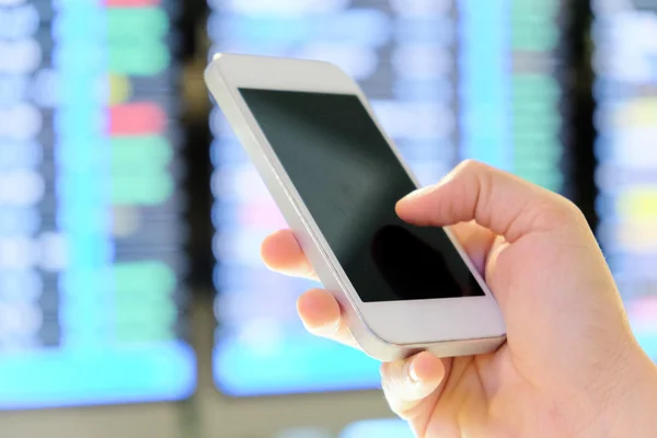 Using smartphone at the airport.