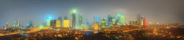 Panorama of Istanbul and Bosphorus bridge at night