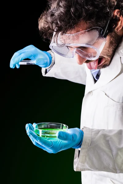 Disgusted researcher opening a petri dish
