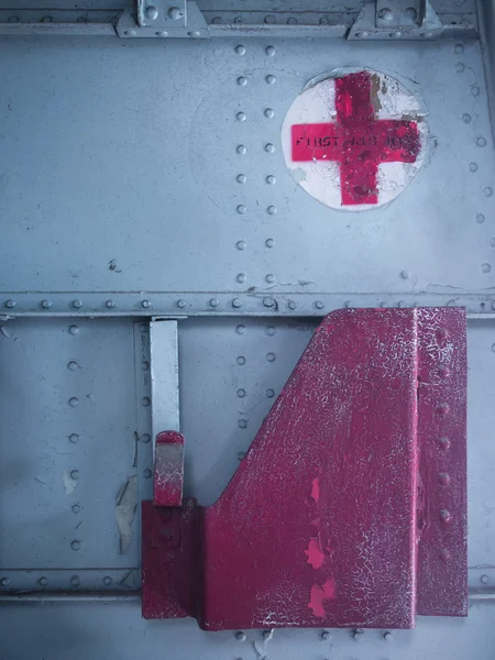 Medical aid kit compartment on old military aircraft