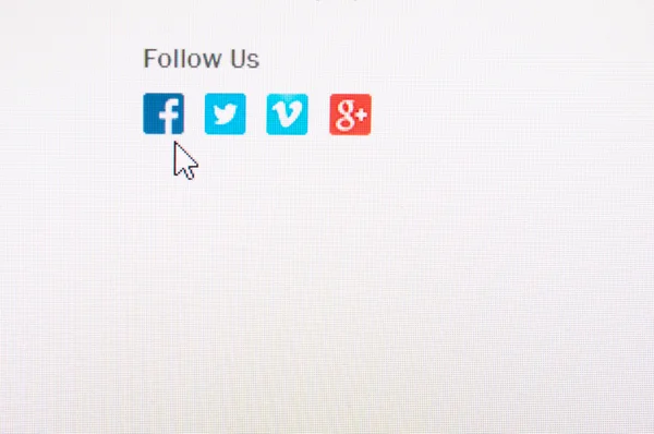 Social network icon to follow web site on monitor screen.