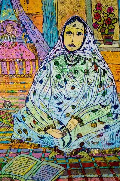 Application of colored foil, Oriental woman, the Arab woman, an