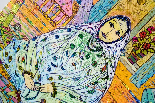 Application of colored foil, Oriental woman, the Arab woman, an