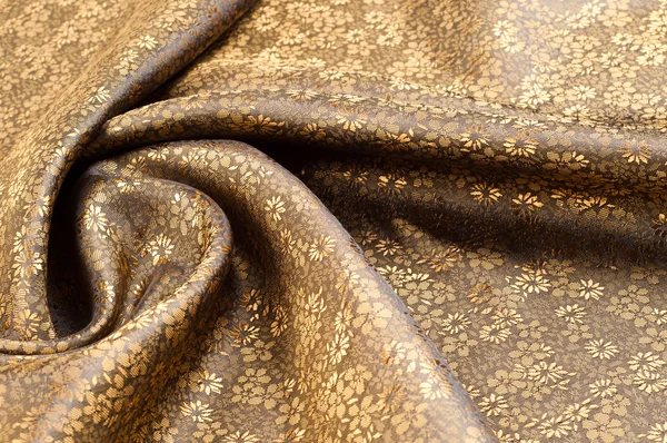 Silk fabric texture, color Light Goldenrod Yellow, with small fl