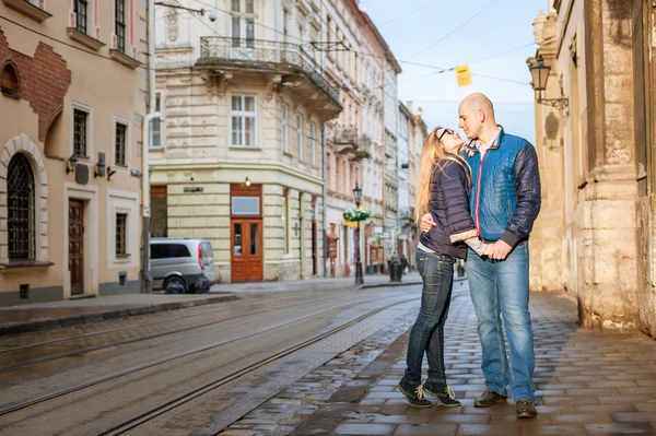 Couple  on streets of european city