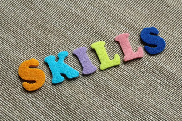 Skills word made with felt letters