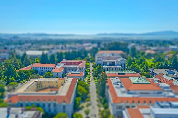 Aerial View of Berkeley University Campus, USA. Tilt-shift effect applied