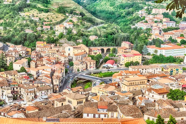 Panoramic view over the city of Cosenza and the Crathis River, Italy