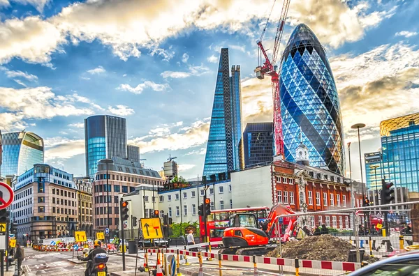 Works in progress in the financial district of London