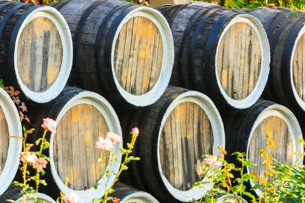 Wine barrels in open air