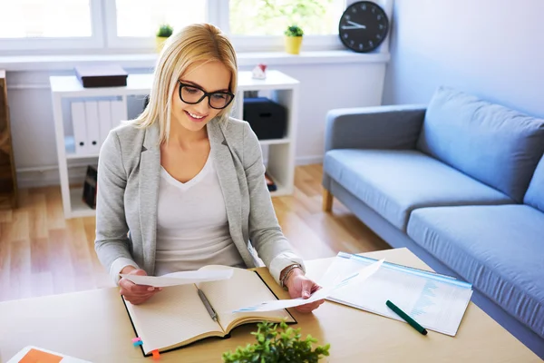 Happy woman working from home