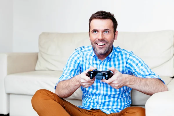 Man playing a video game