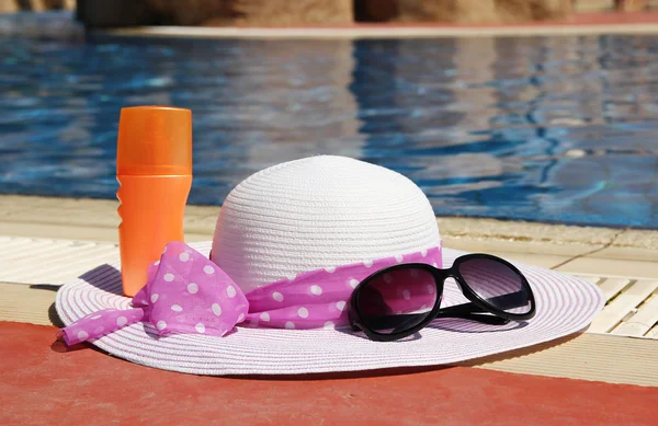 Summer accessories near pool