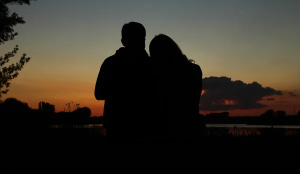 Silhouette of couple in love