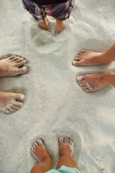 Families  feet in the sand